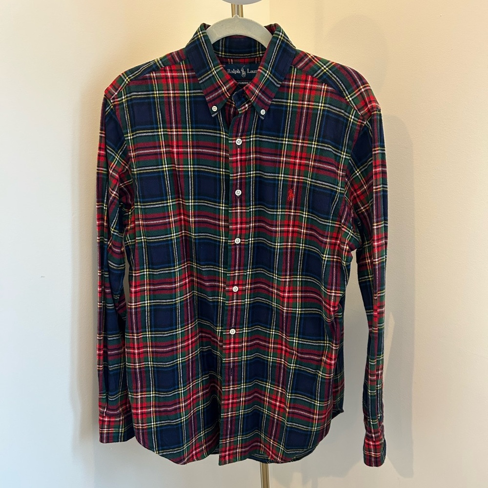 Ralph Lauren Red and Blue Casual Button Down Shirt